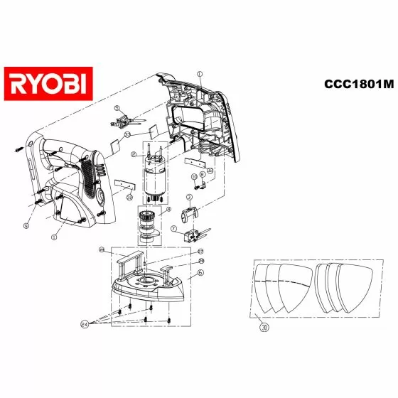 Ryobi CCC1801M Spare Parts List Type: 5133000059